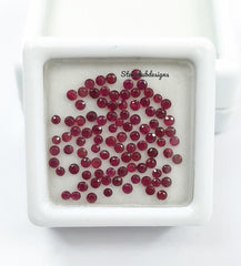 1.50MM, 1.75MM, 2MM Natural Red Ruby Faceted Round Loose Gemstones