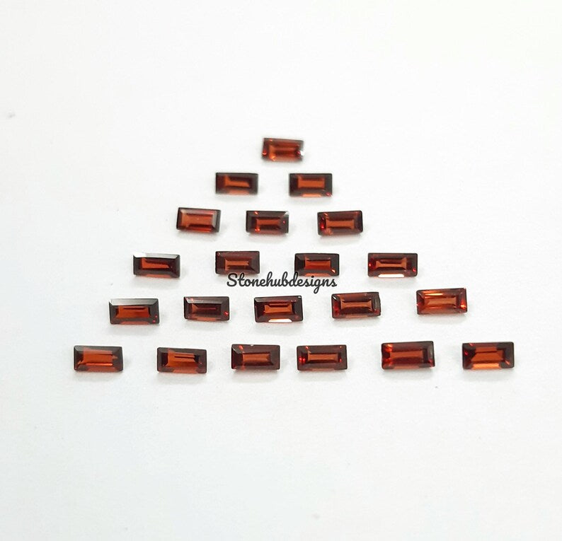 1.5x3MM, 2x3MM, 2x4MM Natural Garnet Faceted Baguette Cut Gemstone, AAA Mozambique Garnet Faceted Baguette Cut For Jewelry